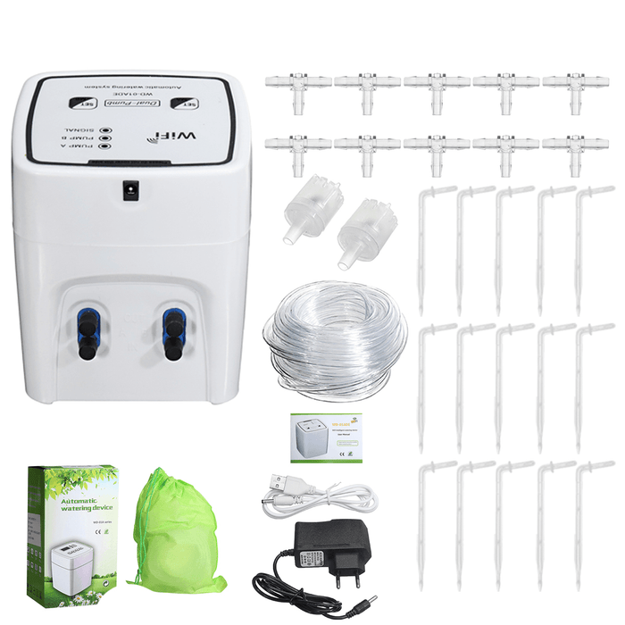 EU Plug Wifi Control Watering Device Automatic Water Drip Irrigation Watering System Kit WIFI Mobile APP Control Double Pump Garden