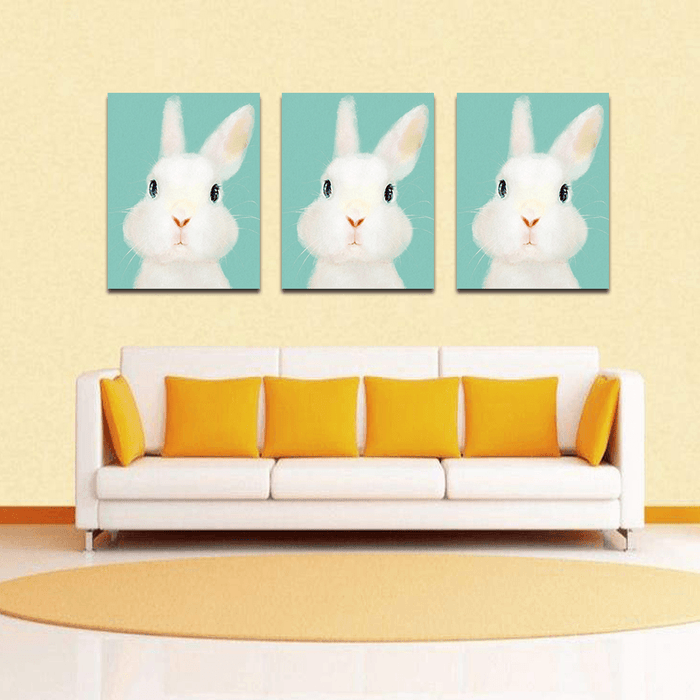 Miico Hand Painted Oil Paintings Cartoon Rabbit Paintings Wall Art for Home Decoration