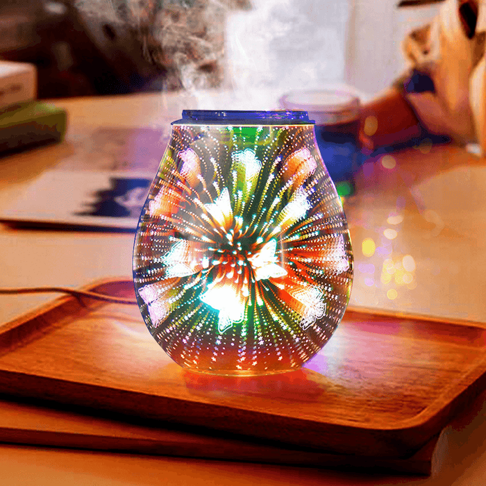 3D Glass Electric Aromatherapy Lamp Butterfly Pattern Home Aromatherapy Machine Aroma Light