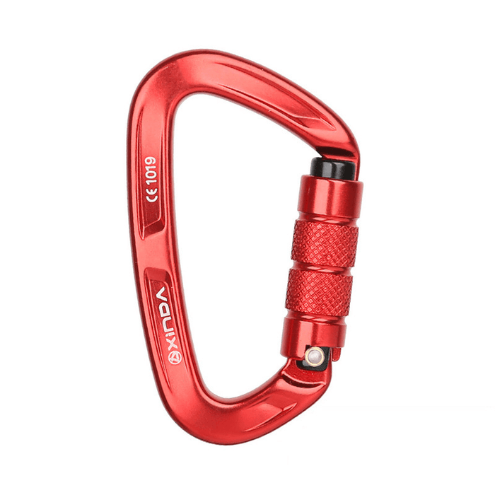 XINDA 25KN D Shape Carabiner Outdoor Climbing Hanging Buckle Keychain Screw Lock