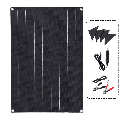 30W ETFE Solar Panel Waterproof Car Emergency Charger with 4 Protective Corners Double USB+DC