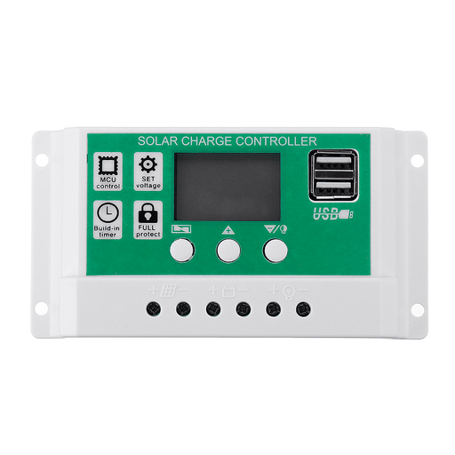 10/20/30A 12V 24V Auto Dual USB Solar Panel Charge Controller Battery Charger Adapter LCD