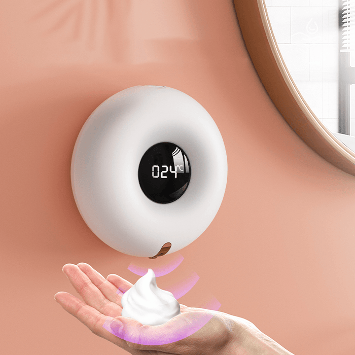 Wall Mounted Automatic Soap Dispenser Infrared Induction LED Display Temperature Foam Hand Sanitizer Disinfector