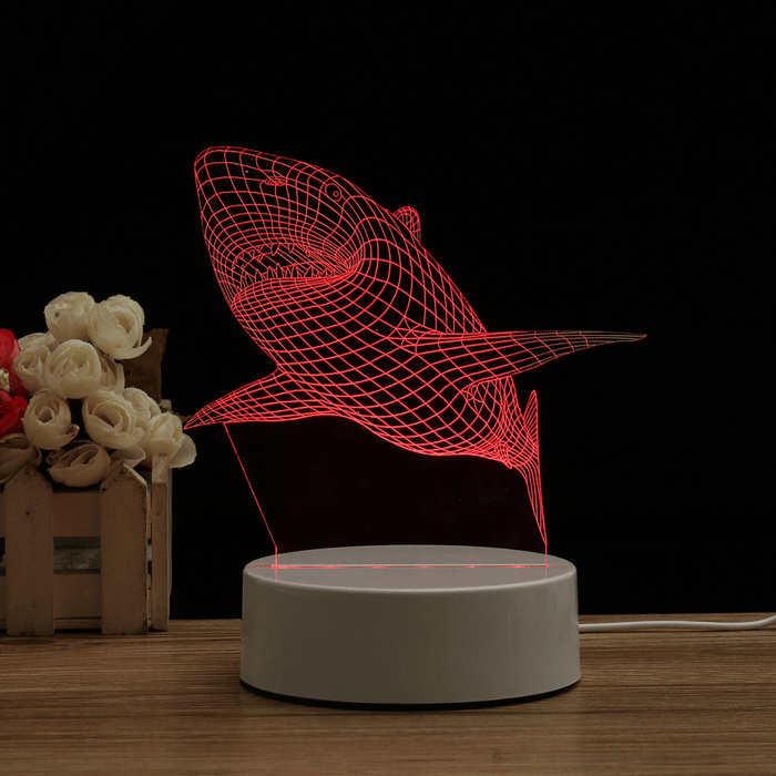 Acrylic Shark Color Changeable 3D LED Touch Control Table Lamp Holiday Gifts Decorations