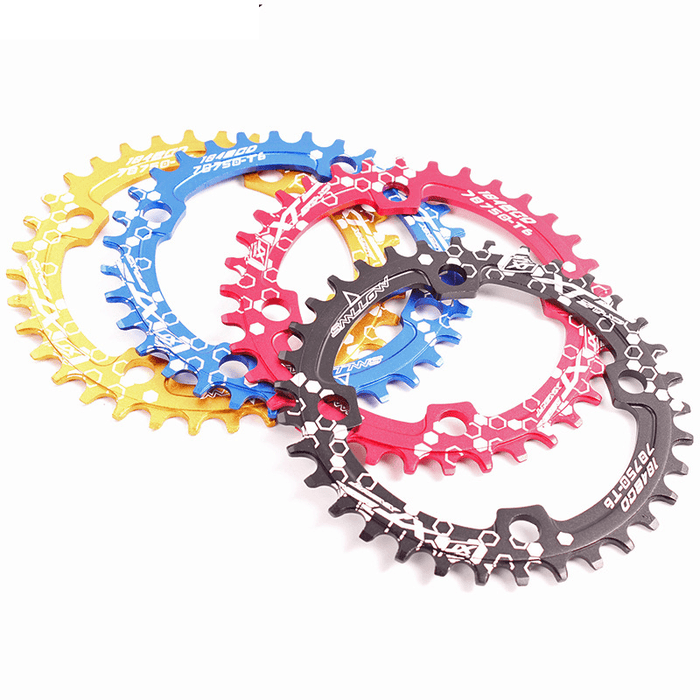 BIKIGHT BCD104 Chainring 32/34/36/38T Mountain Bike Discs Bike Components round Narrow Wide Chainring Bicycle Chainwheel