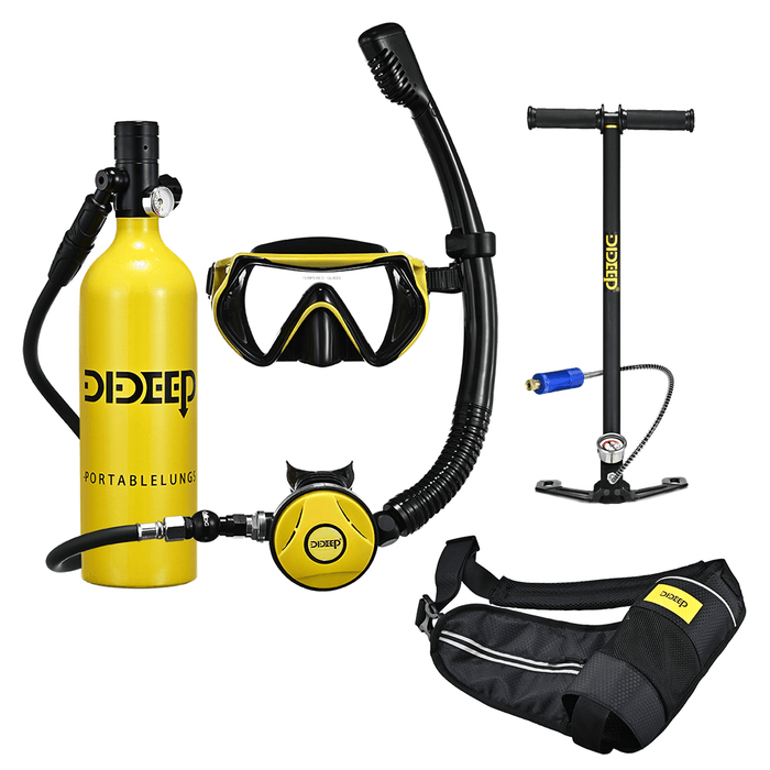 DIDEEP X4000Plus 1L Scuba Diving Cylinder Set Mini Oxygen Tank Respirator Snorkel Tube Anti-Fog Diving Goggles Air Pump