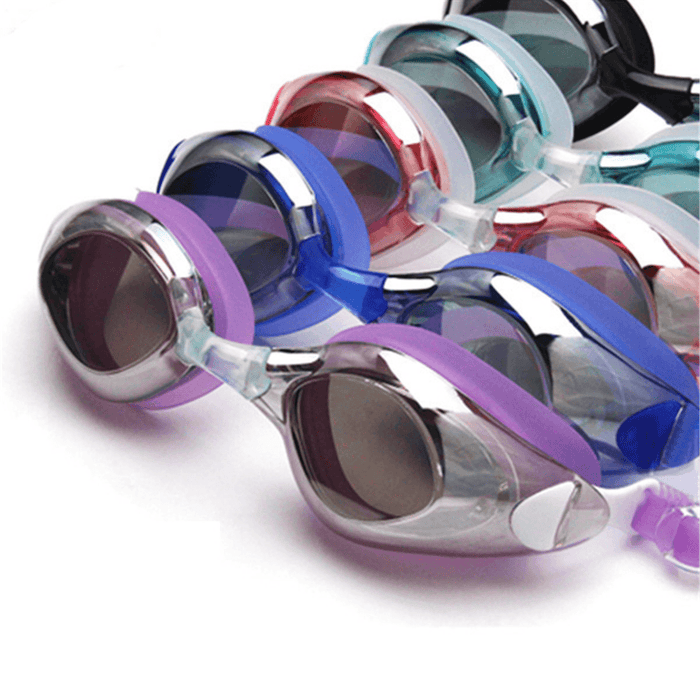 Swimming Goggles with Earplug Waterproof anti Fog Mirrored Large Frame HD Goggles for Men Women