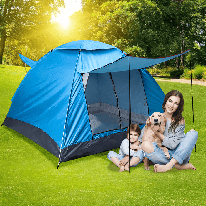 3-4 Person Automatic Camping Tent Portable Waterproof Sunshade Canopy Beach Travel with Moisture-Proof Mat