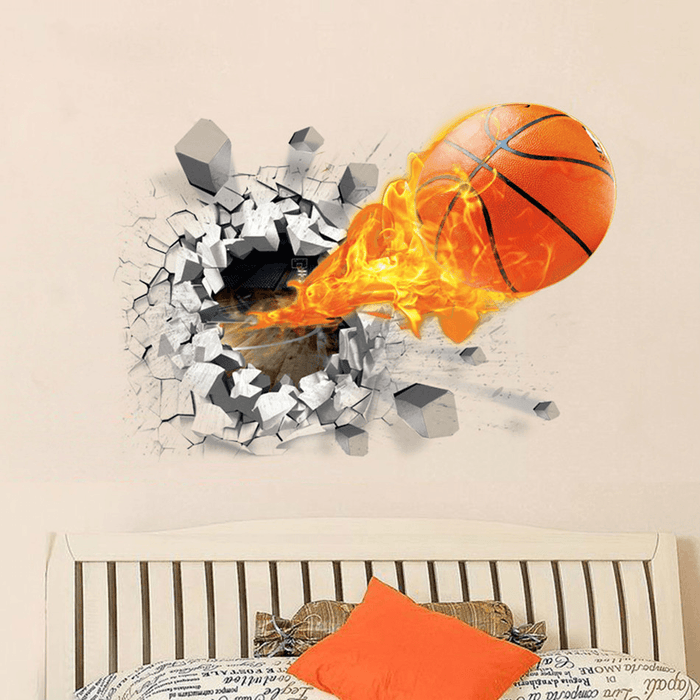 Fashion 3D Basketball Wall Sticker Green Poster Art Stickers Kids Rooms Home Decoration Accessories Decor Removable Waterproof Home Wall DIY Decor Basketball Wall Sticker