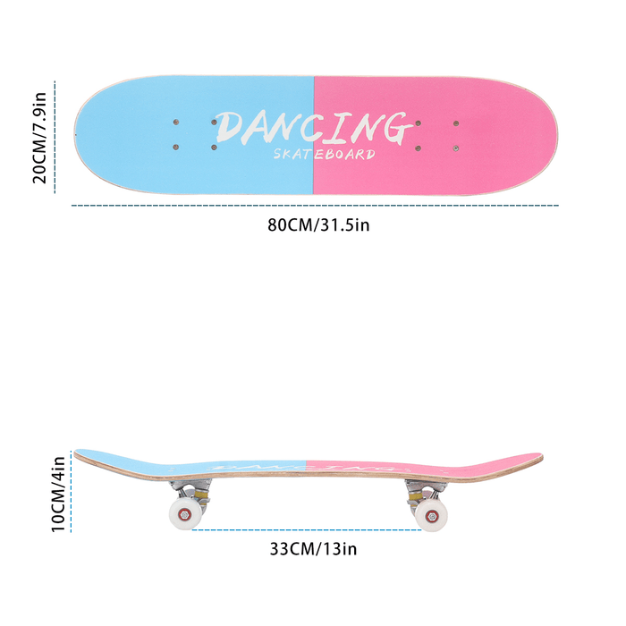 80X20Cm Complete Skateboard for Beginner Good Board Chirstmas Gift Longboard Double Kick LED Wheels for Extreme Sports Outdoor