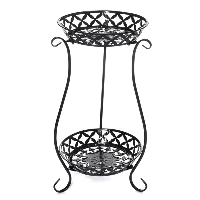 European Wrought Iron Metal Flower Pot Stand Double Floor Plant Rack