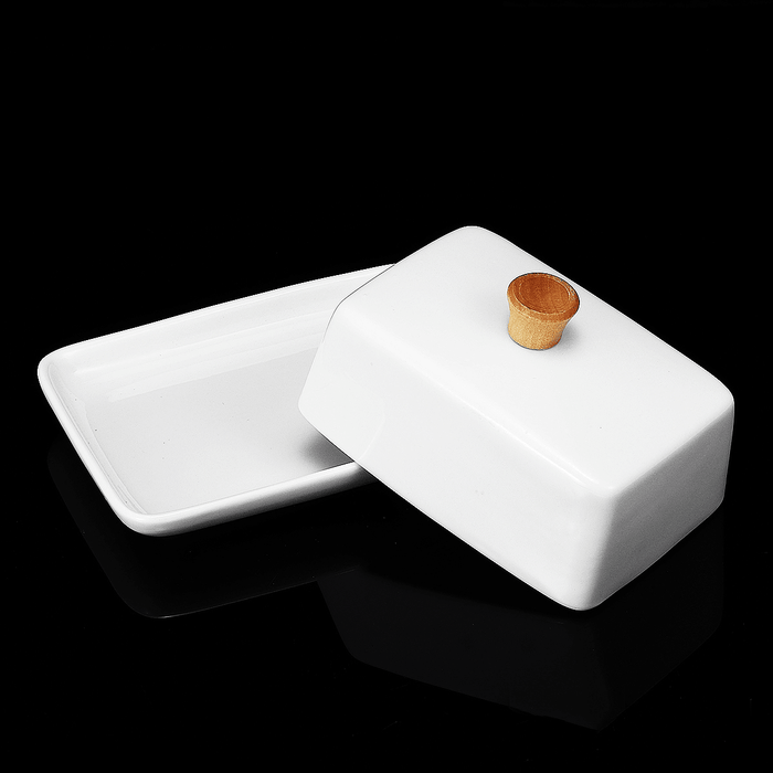 Porcelain Butter Dish with Lid Holder Serving Storage Tray Plate Storage Container Pizza Plate