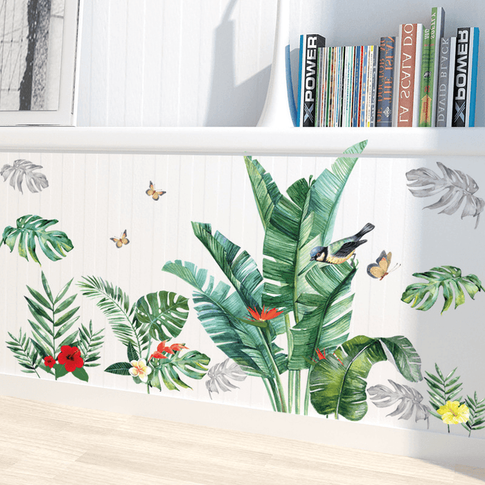 Wall Stickers Decoration Nordic INS Green Leaves Self-Adhesive Wall Paper Living Room Bedroom Stickers