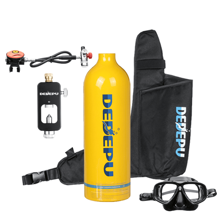 DEDEPU 1L Mini Scuba Diving Tank Set Oxygen Cylinder Air Tank with Snorkeling Glasses Underwater Scuba Diving Equipment