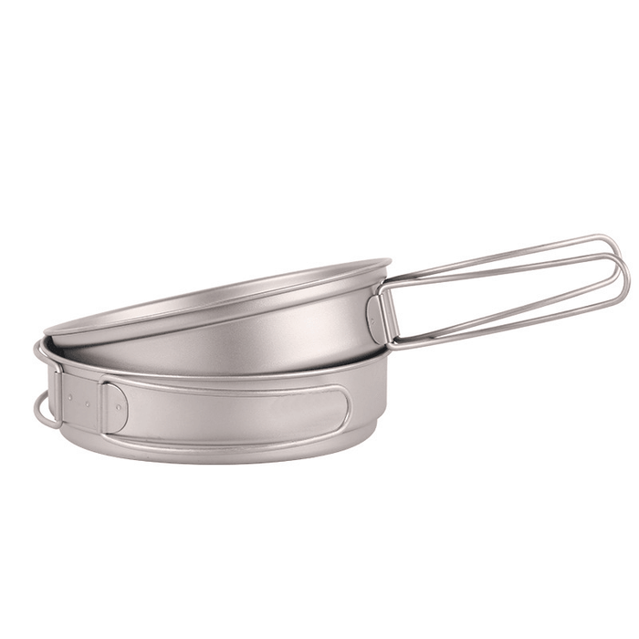 Ipree® 350Ml 1-2 People Titanium Frying Pot Pan Outdoor Portable Cookware Camping Picnic