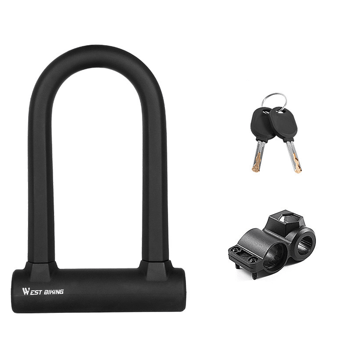 WEST BIKING Bicycle U-Lock Motorcycle Wire Lock Double Open Anti-Theft Mountain Bike Road Bike Lock