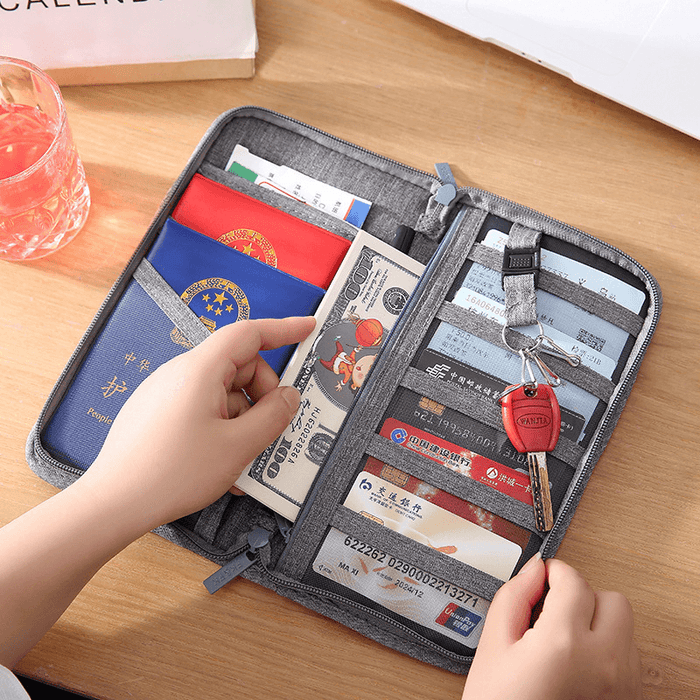 Men Women Passport Holder Multi-Function Document Bag Travel Credit Card Wallet Organizer Storage Sports Bags