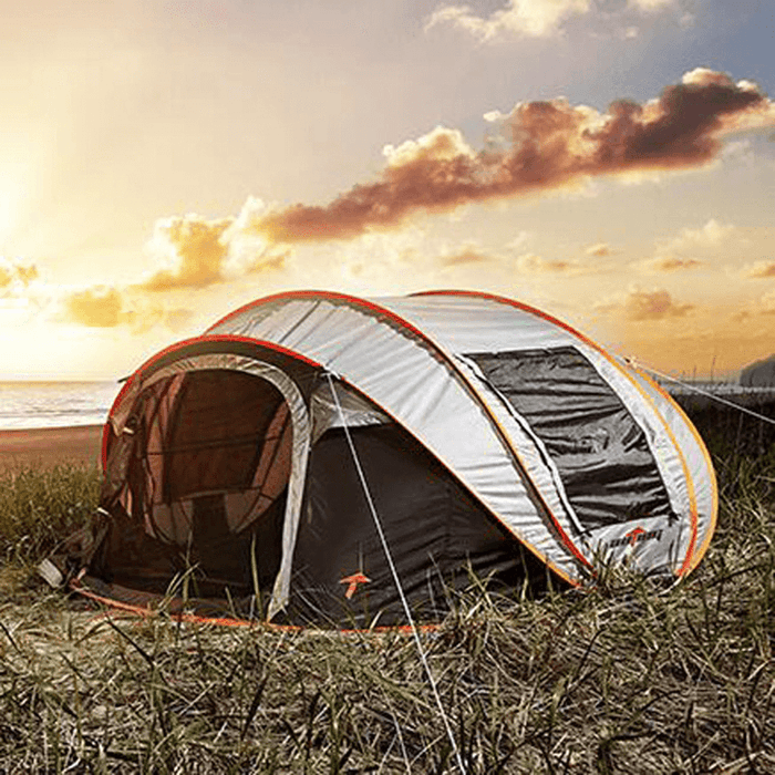 5-8 Person Automatic Camping Tent Windproof Waterproof 2 Large Mesh Windows Family Tent Sunshade Canopy for All Seasons