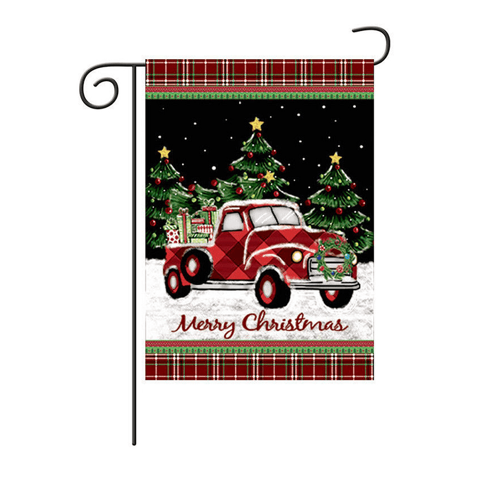 Merry Christmas Decorations Red Truck with Gifts Double Sided Winter Garden Flag