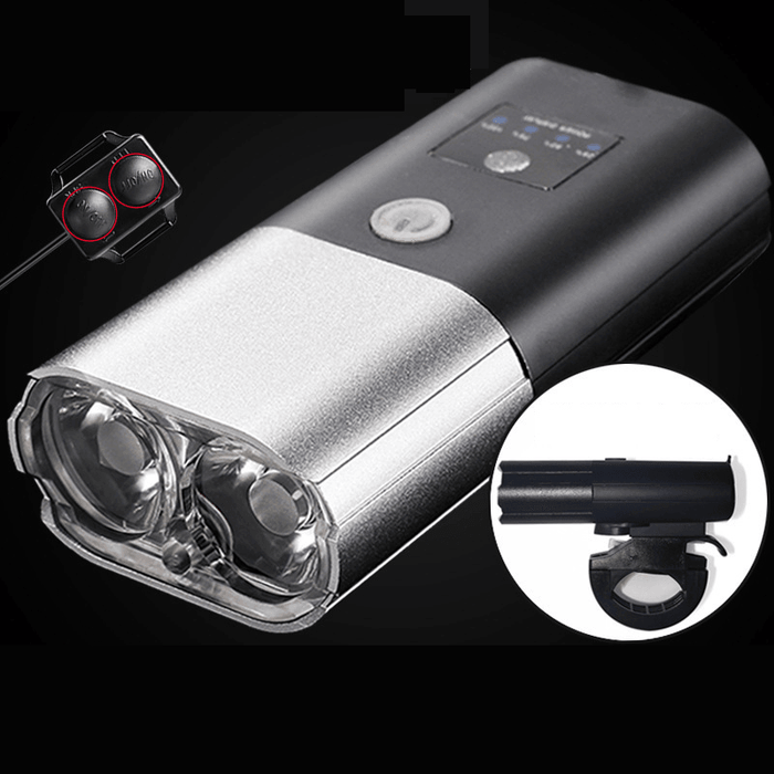 BIKIGHT 4000Mah Dual T6 Beads 3-In-1 Bike Headlight Rechargeable Horn Light Portable Waterproof Outdoor Cycling Bike Headlight