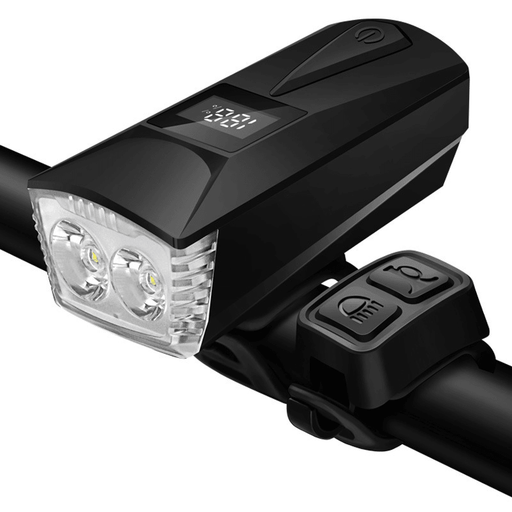 XANES® DL23 1100LM 2Xt6 LED Burglar Alarm Bike Front Light with 100Db Horn Far near Distance Large Floodlight Smart Power Display USB Charging 4 Modes Waterproof Night Riding Warning Light