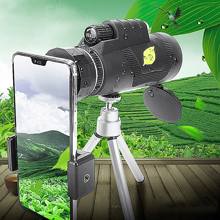 Moge 12X50 Powerful Telescope Set 20Mm Ocular FMC Film HD Professional Monocular with Tripod Phone Holder