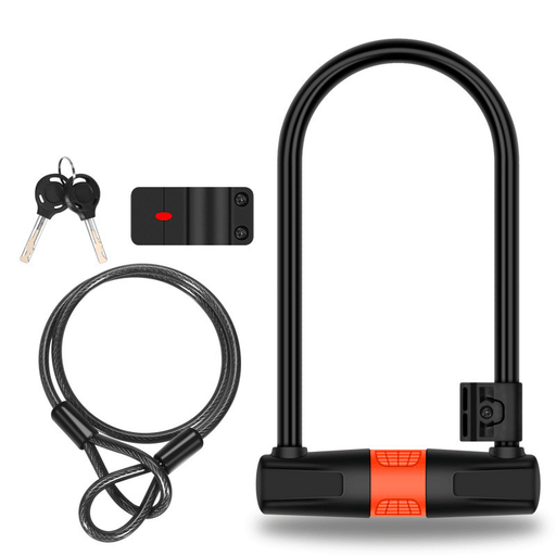 BIKIGHT Bike U-Lock Anti-Theft Safety Cable Locks Bicycle Wheel Lock with 2 Keys Bracket Bicycle Lock Motorcycle Lock Electric Scooter Lock