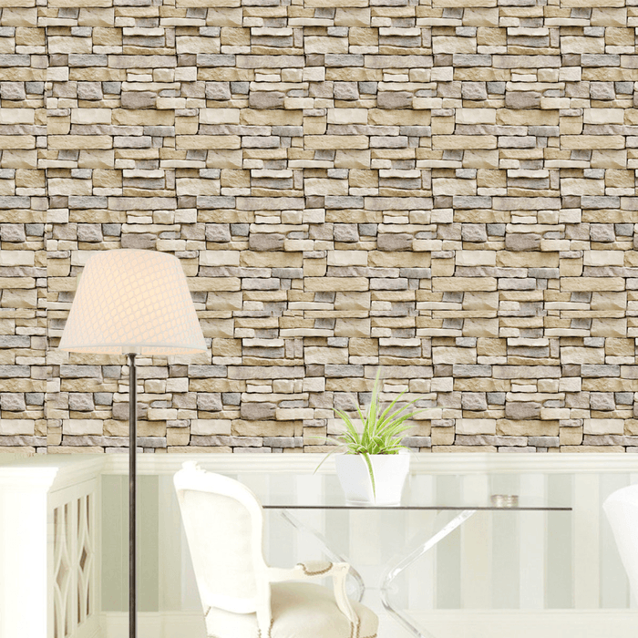 3D Wall Paper Brick Stone Pattern Sticker Rolls Self-Adhesive Backdrop DIY Room Decor