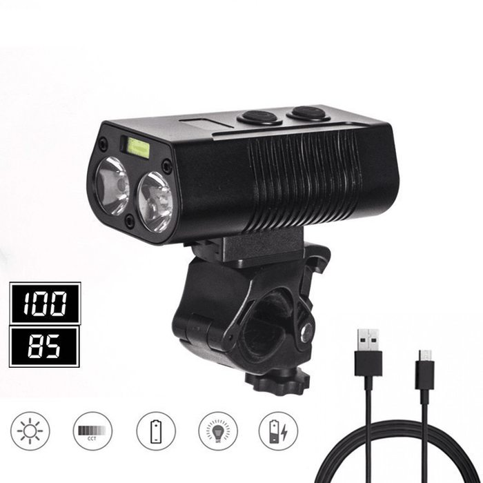 BIKIGHT 2Xt6 750Lm COB LED Bike Headlight 9 Modes Adjustable USB Rechargeable Waterproof Super Bright Bicycle Front Flashlight with Bracket