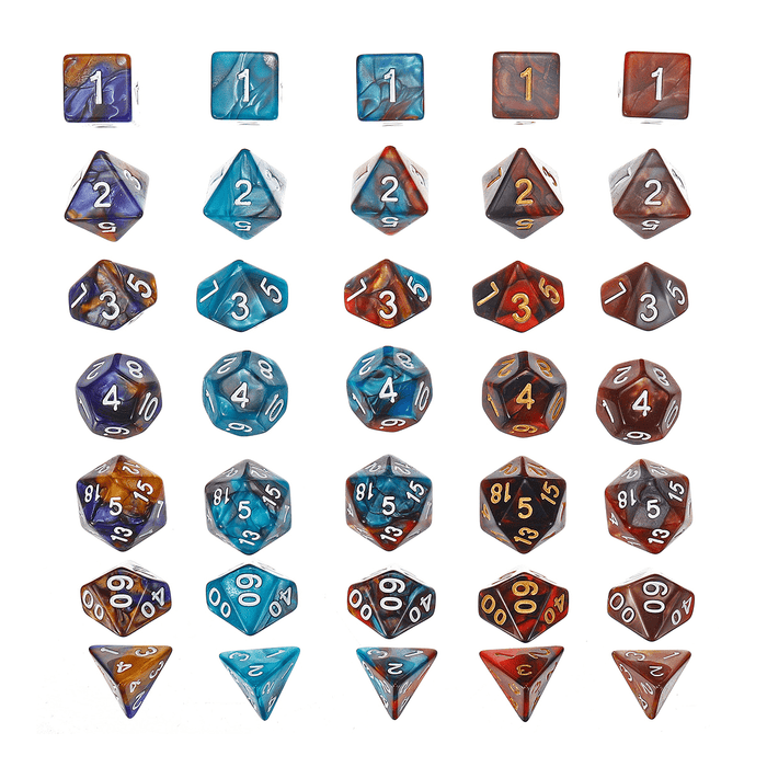 35PCS Metal Polyhedral Dices Set for Dungeons & Dragons Dice Desktop RPG Game