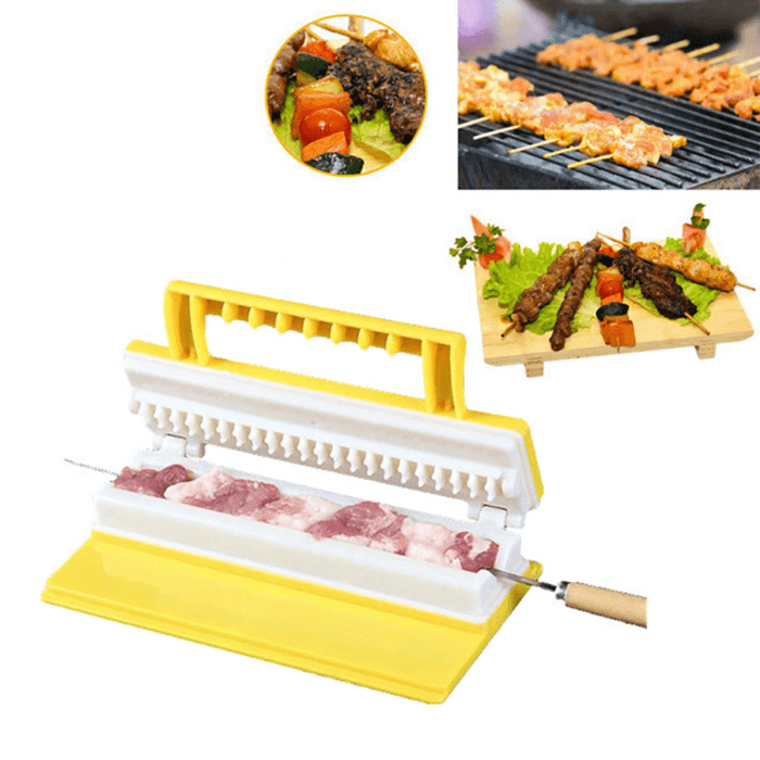 Portable Multi-Functional Single/Double Row BBQ Meat Skewer Kitchen Meat String Device Barbecue String Tool