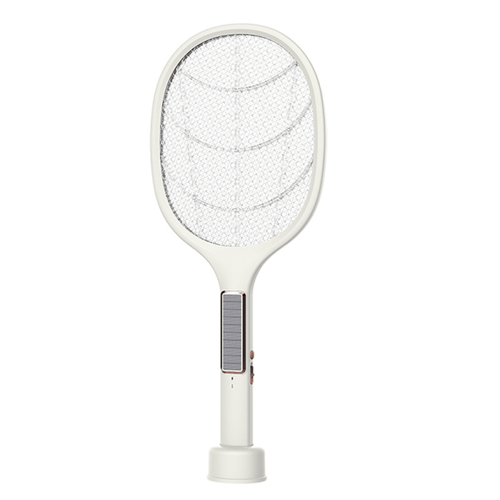 3000V 5W Electric Fly Swatter Usb/Solar Rechargeable Intelabe Bug Zapper with 3-Layer Safety Mesh