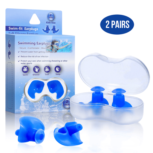 2 Pairs Kids Upgraded Silicone Swimming Earplugs Waterproof Reusable Silicone Ear Plugs for Swimming Showering Surfing Snorkeling and Other Water Sports