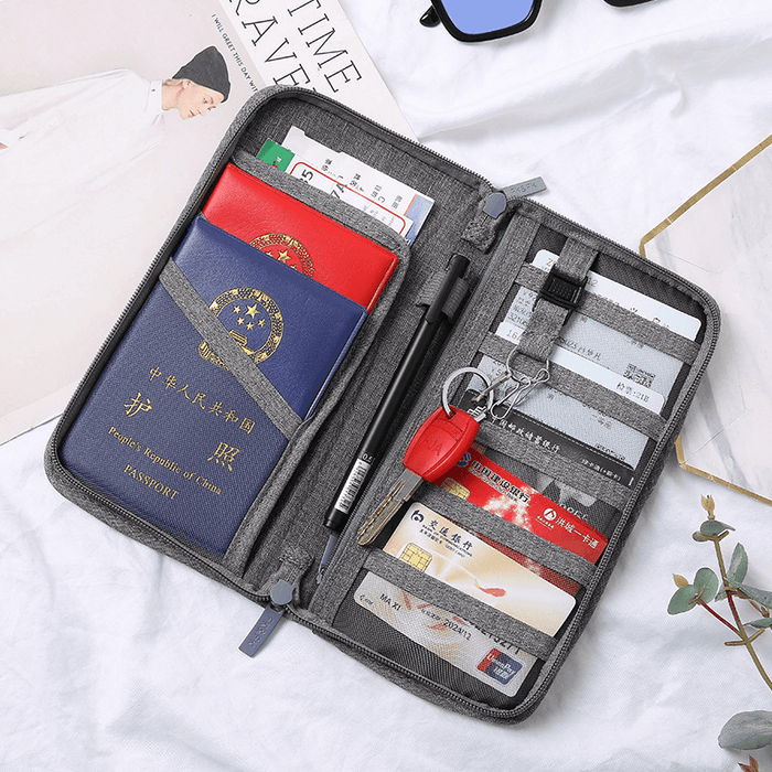 Men Women Passport Holder Multi-Function Document Bag Travel Credit Card Wallet Organizer Storage Sports Bags