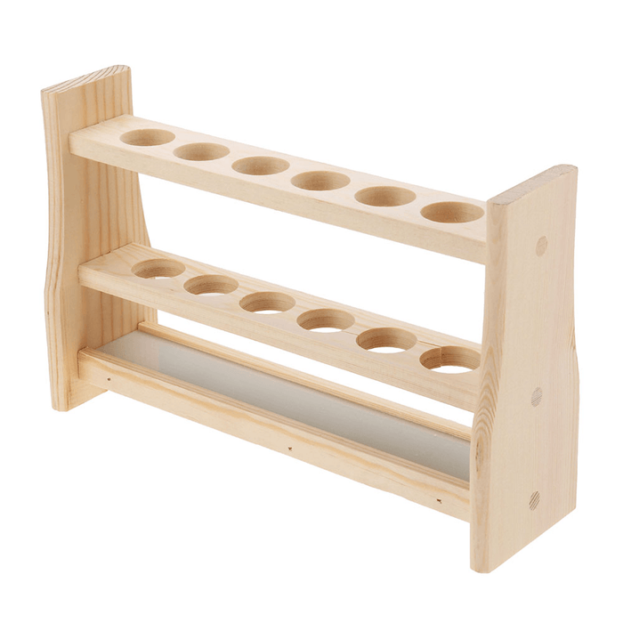 6 Holes Test Tube Rack Testing Tubes Clip Holder Stand Dropper Wood Lab Supplies 6 Hole Diameter 25Mm