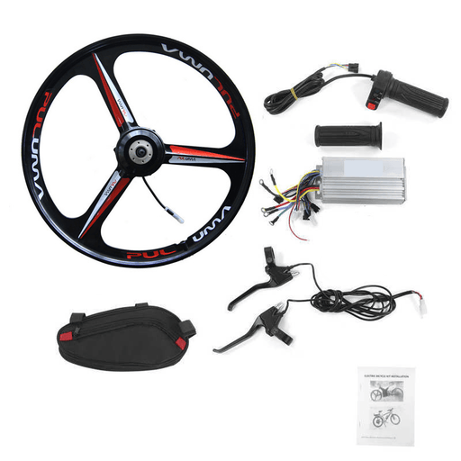 500W 36V 26" Rear Wheel Motor Hub Kit Electric Bike Conversion Kit with Controller E-Brake Levers Twist Throttle Grips LCD Display