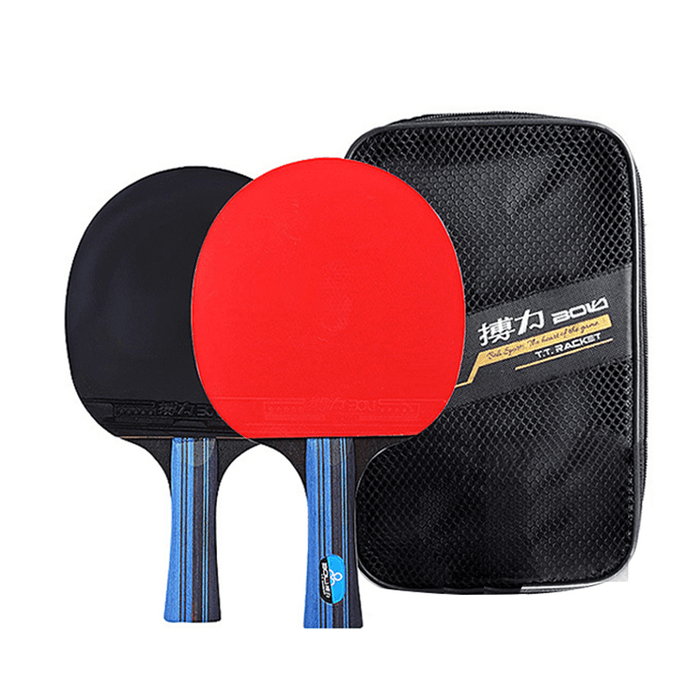2PCS Long/Short Handle Table Tennis Racket 7-Layer Pure Wood Professional Ping Pong Paddle with Storage Bag