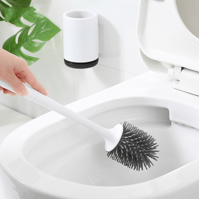 Wall Mounted /Floor Stand 360° TPR Soft Bristle Silicone Toilet Cleaning Brushes with Holder