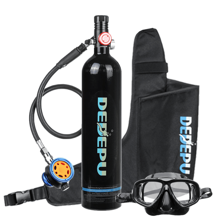 DEDEPU Mini Scuba Diving Tank Set 1L Diving Tank with Snorkelling Glasses+Breathing Valve Underwater Mini Scuba Tank Accessories