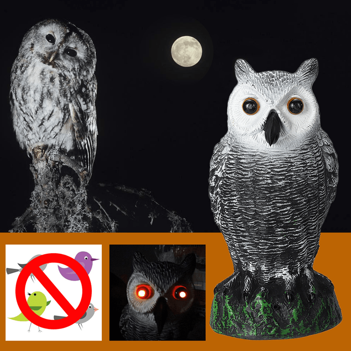 Dummy Owl Hunting Decoy Glowing Eyes Sound Garden Decor