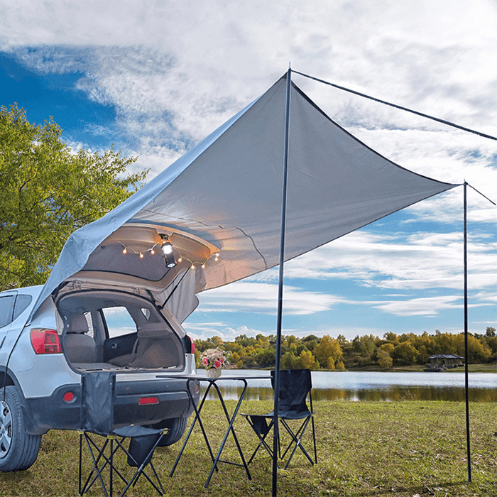 Ipree® Car Rear Rooftop Tent Waterproof Car Side Awning Tent Sun-Shelter Truck Canopy Camping Travel