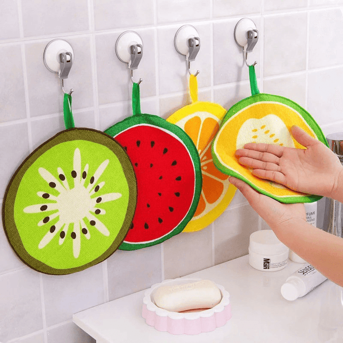 Honana 4Pcs Fruit Pattern Towel Absorbent Cloth Kitchen Towel Handkerchief Quick-Dry Cleaning Rag Dish Cloth Wiping Napkin