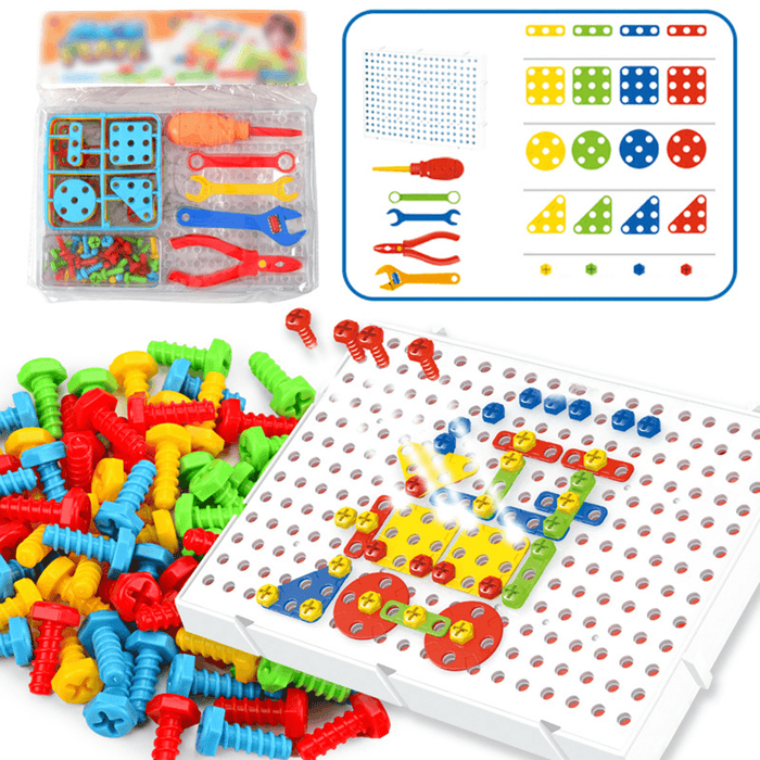 78 Pcs Drilling Screw Puzzle Jigsaw Toys Electric Drill Puzzle Toys Disassemble Children Building Bricks Intellectual Training Toys Kid Gift