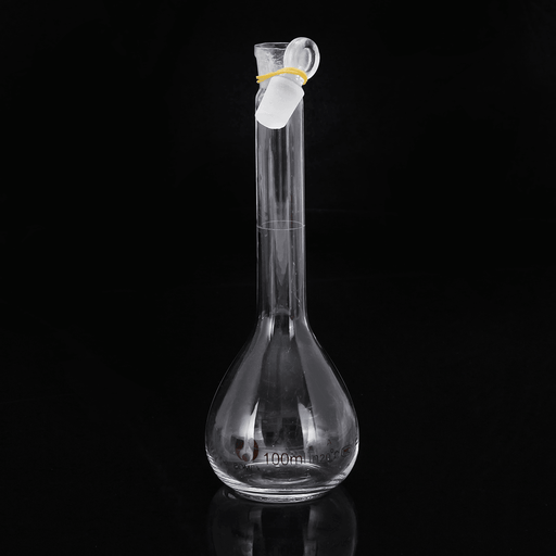 100Ml Clear Glass Volumetric Flask W/ Glass Stopper Lab Chemistry Glassware