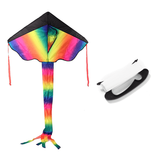 Rainbow Triangle Kite Children Toys with Long Colorful Tail Beach Outdoor Activities Game Travel