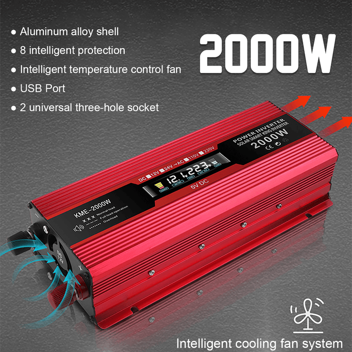 KME-2000W LCD Solar Inverters Anti-Reverse Protection Inverter Modified Sine Wave Power Inverter