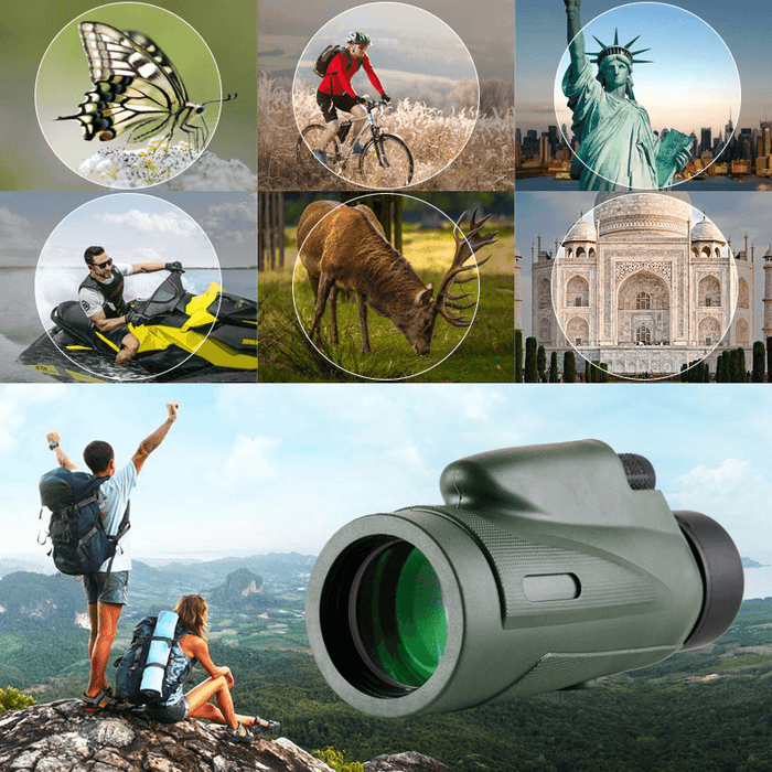 Ipree® 12X50 Greenskin Monocular High Definition Monocular Adjustable Eyepiece Waterproof Durable Outdoor Camping Climbing Travel