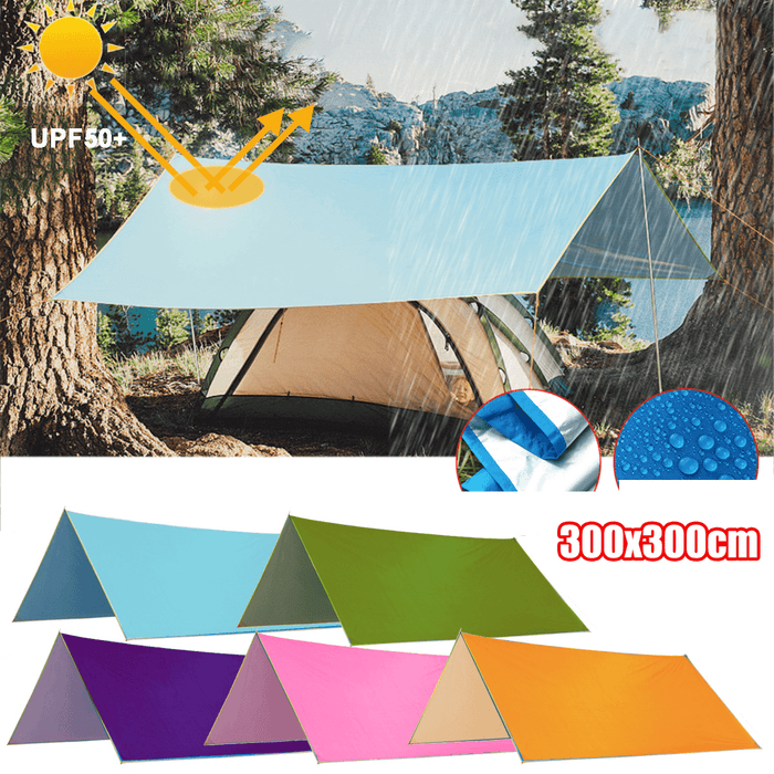 3X3M Multifunction Anit-Uv Tent Tarp Rain Sun Shade Awning Shelter Hammock Picnic Mat for Camping Hiking Travel