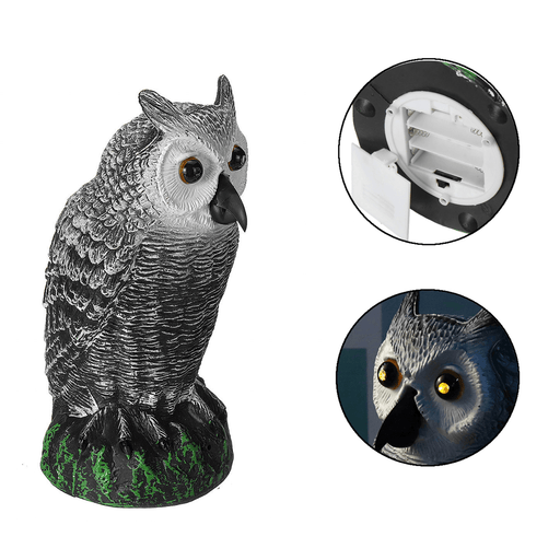 Dummy Owl Hunting Decoy Glowing Eyes Sound Garden Decor