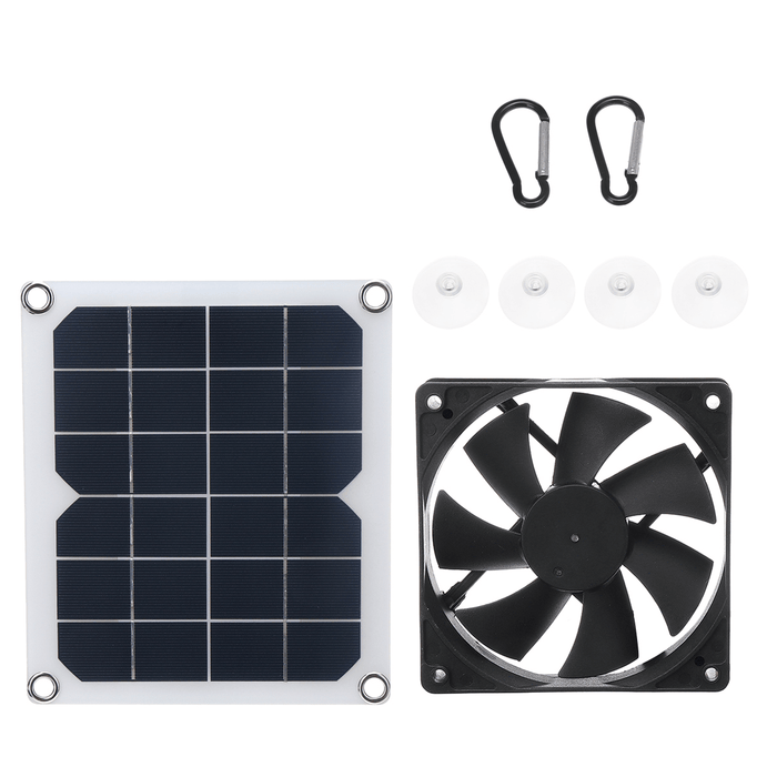 6V 10W Solar Panel Powered Fan Mini Ventilator for Pet House Greenhouse RV Roof